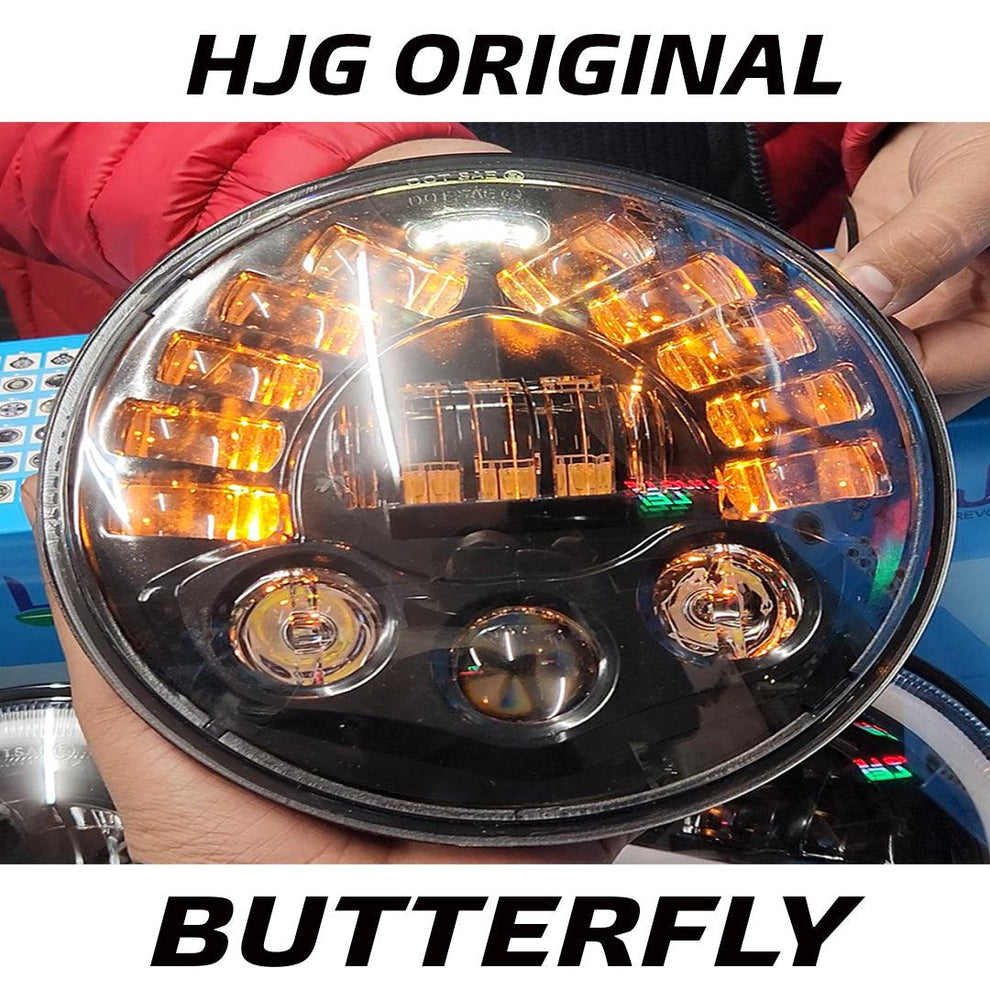 Globe Moto HJG Butterfly Headlight With Indicator DRL For All Royal Enfield Models