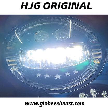 Globe Moto HJG 5 Star Headlight With Blue & White Drl For All Royal Enfield Models