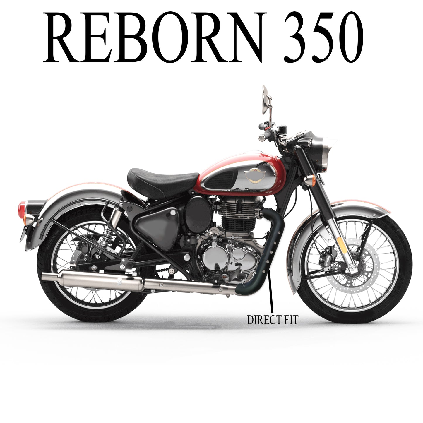 Classic Reborn 350 Black Heat Shield for Bend Pipe | Durable Exhaust Pipe Cover | Premium Matte Black Finish | Easy Fit Heat Protector