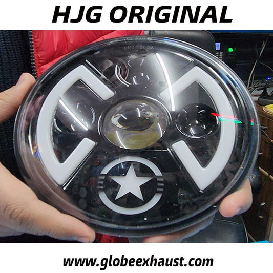 Globe Moto HJG Single Star Headlight With Side Drl For All Royal Enfield Models