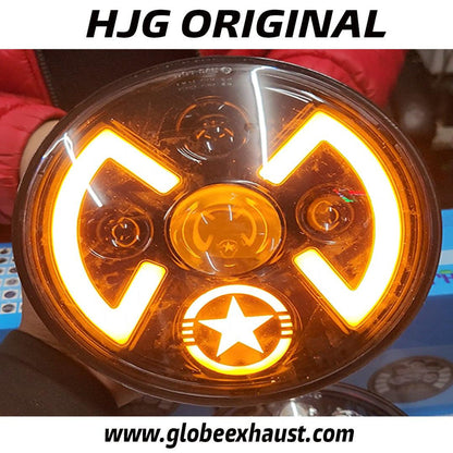 Globe Moto HJG Single Star Headlight With Side Drl For All Royal Enfield Models