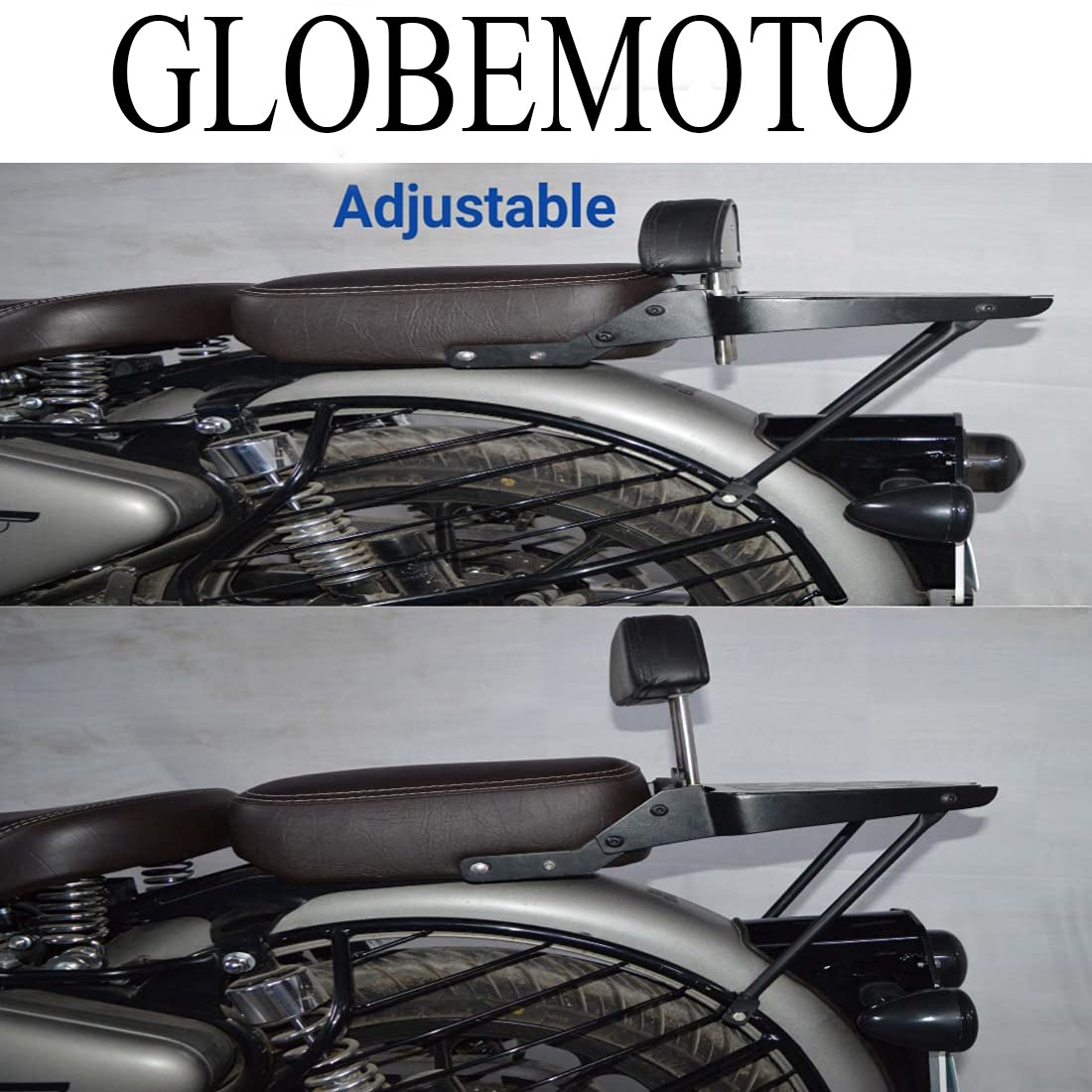 Classic 350 Adjustable Rider Backrest | Premium Comfort Seat Support with Heavy Duty Mounting Bracket