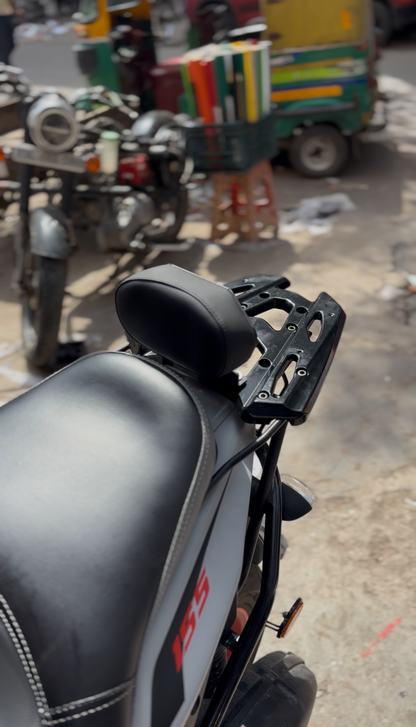 Aerox 155 Top Rack with Backrest – CNC Aluminium Rear Carrier | Black