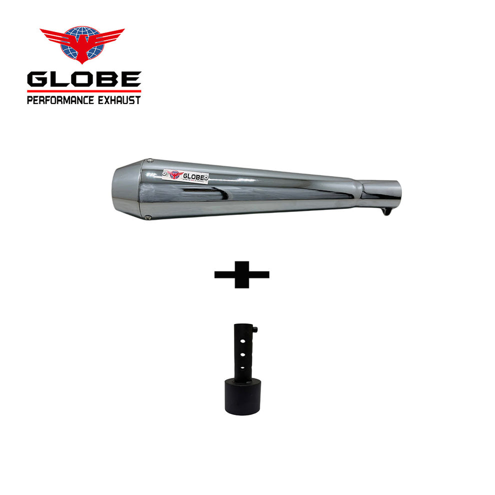 Globe Megaphone Xtreme Exhaust with DB Killer Chrome for Classic 350 Reborn & Meteor 350