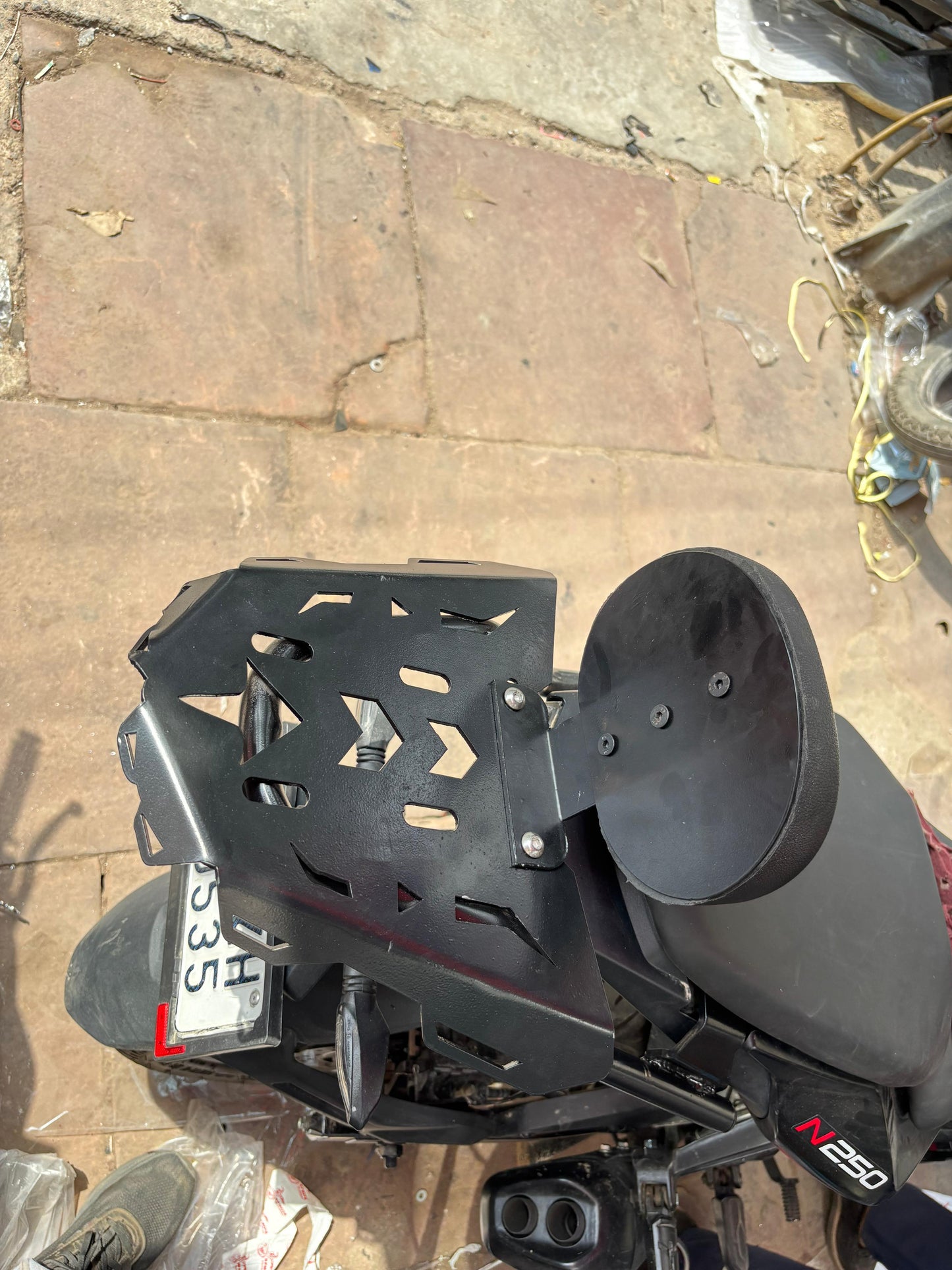 Pulsar N250 Top Rack With Backrest Black | Heavy Duty Luggage Carrier Rack for Touring & Daily Use
