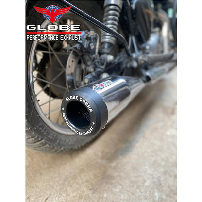 Globe Exhaust Cobra Performance Chrome & Black For New Classic Reborn & New Standard